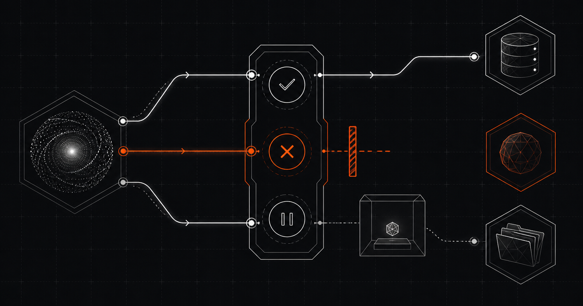 An AI agent routing tool calls through an external governance checkpoint